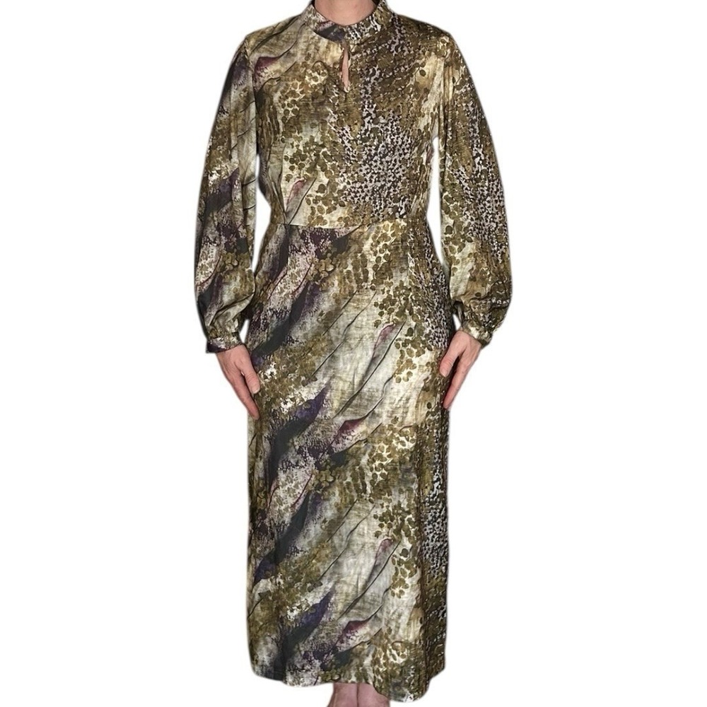 KAMEYA Green Floral MAXI DRESS 42 6 Fairy Grunge Whimsigoth Goblin Indie Artsy